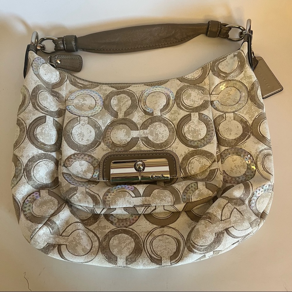Coach Signature Shoulder Bag Sequins Hobo